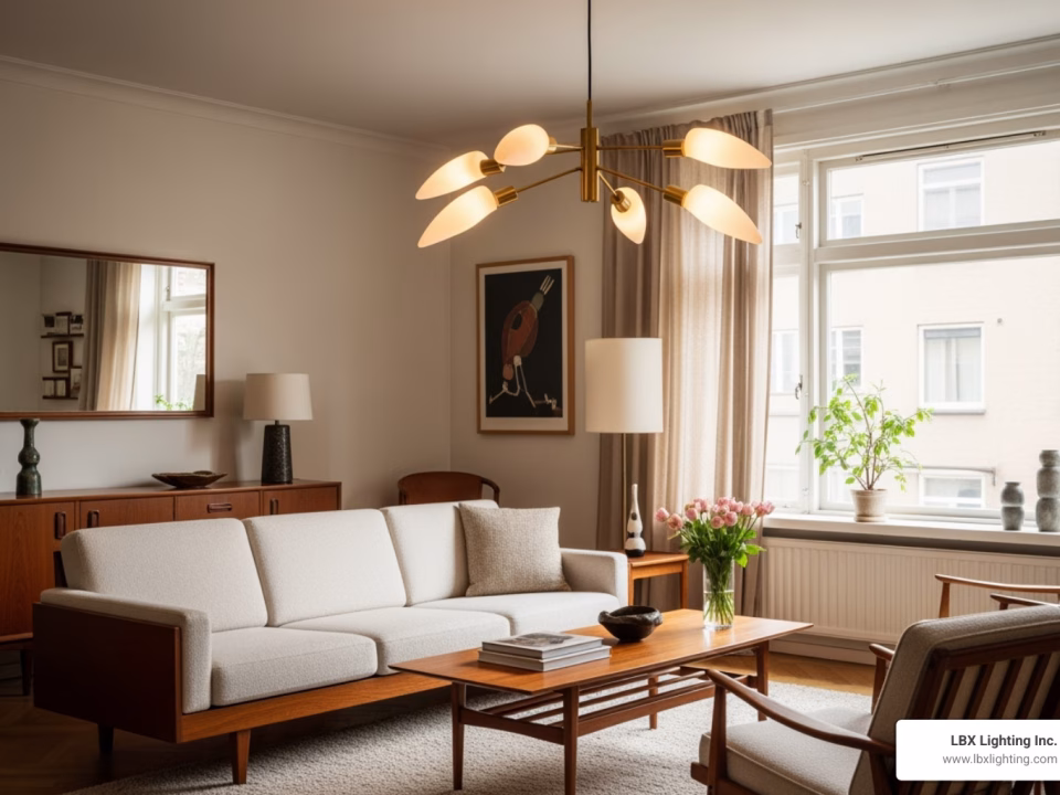mid century modern light fixture living room