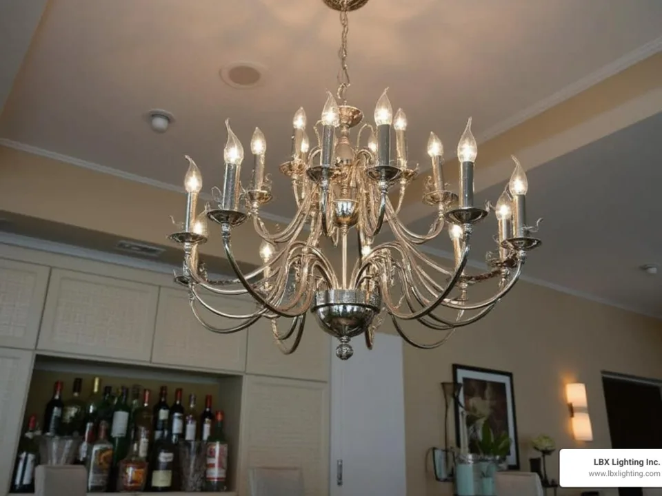 silver chandelier dining room