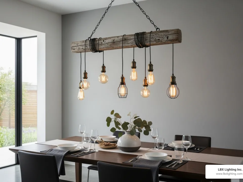 Wood dining chandelier